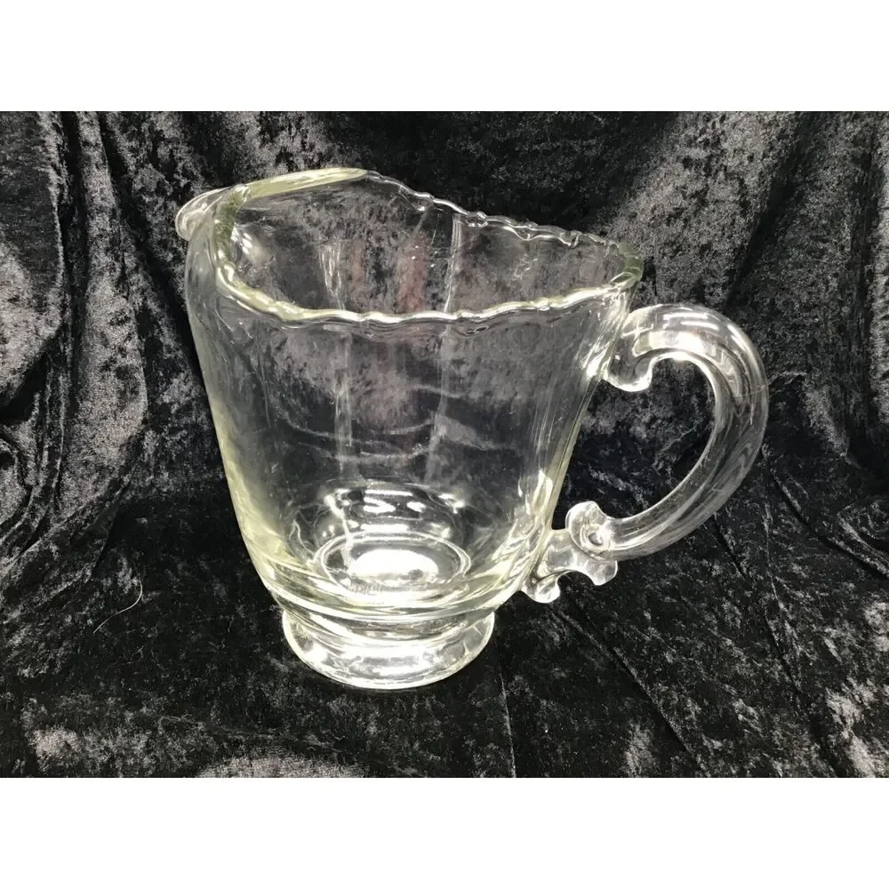 Vintage Fostoria Glass Ice Lip Water Pitcher Clear Mid Century Glassware Cottage
